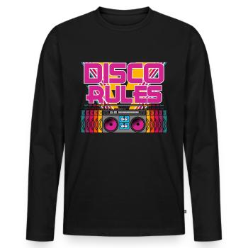 Vintage records disco vinyle disco - T-shirt manches longues Premium bio Homme - noir - Devant - Nico (187cm)