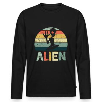 Aliens Alien UFO Aliens Sci-Fi Nouveau - T-shirt manches longues Premium bio Homme - noir - Devant - Nico (187cm)