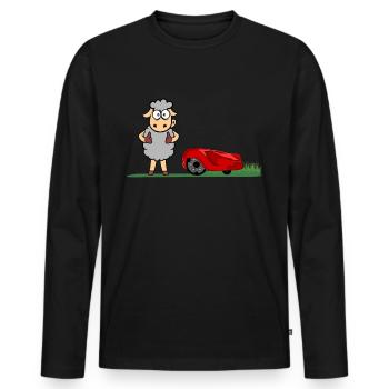 Drôle mouton tondeuse à gazon tondeuse - T-shirt manches longues Premium bio Homme - noir - Devant - Nico (187cm)