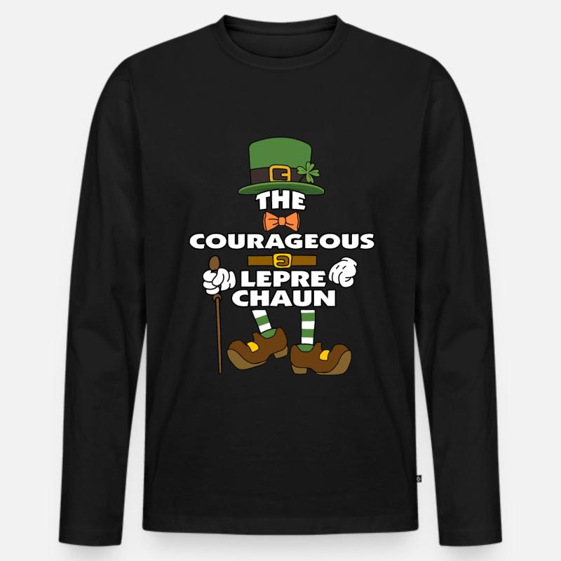 Le courageux lutin St Patrick - T-shirt manches longues Premium bio Homme - noir