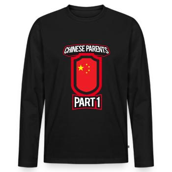 Best Education Chinese Parents Part 1 - Men's Premium Organic Long Sleeve Shirt - black - Front - Nico (187cm)