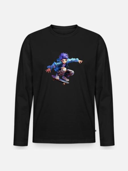 Anime Skater - Men's Premium Organic Long Sleeve Shirt - black