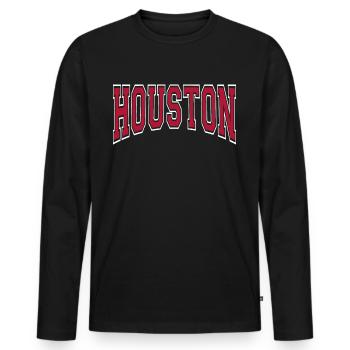 Houston - T-shirt manches longues Premium bio Homme - noir - Devant - Nico (187cm)