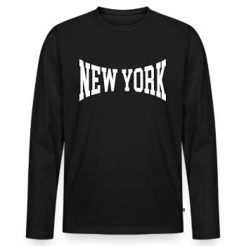 New York - Männer Premium Bio Langarmshirt - Schwarz - Vorne - Nico (187cm)