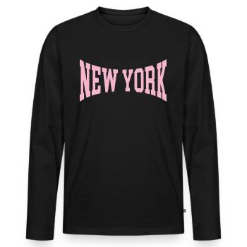 New York - Männer Premium Bio Langarmshirt - Schwarz - Vorne - Nico (187cm)