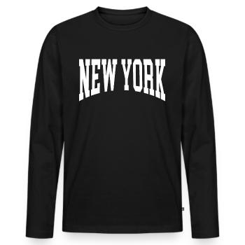 New York - Männer Premium Bio Langarmshirt - Schwarz - Vorne - Nico (187cm)