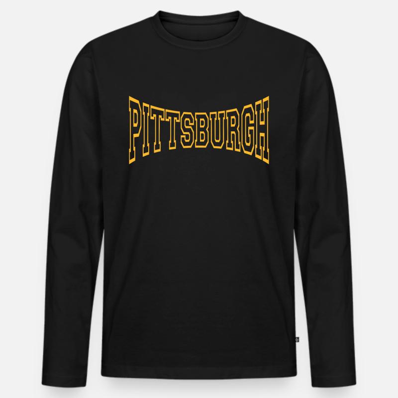 Pittsburgh - Männer Premium Bio Langarmshirt - Schwarz