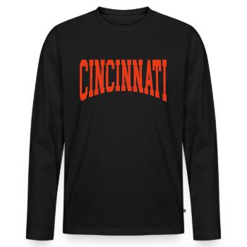 Cincinnati - Männer Premium Bio Langarmshirt - Schwarz - Vorne - Nico (187cm)