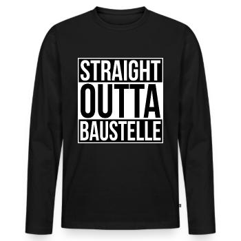 Straight Outta Construction Site - Men's Premium Organic Long Sleeve Shirt - black - Front - Nico (187cm)