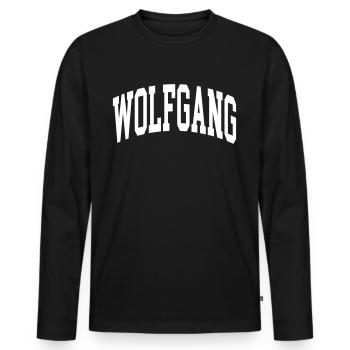 Wolfgang - Men's Premium Organic Long Sleeve Shirt - black - Front - Nico (187cm)