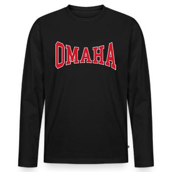 Omaha - T-shirt manches longues Premium bio Homme - noir - Devant - Nico (187cm)