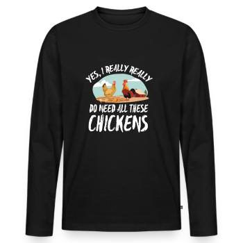Farmer Shirt-All these Chickens - Männer Premium Bio Langarmshirt - Schwarz - Vorne - Nico (187cm)