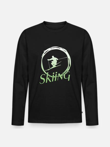 Skiing - Männer Premium Bio Langarmshirt - Schwarz