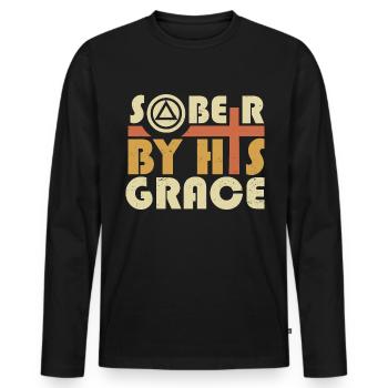Faith Sobriety Dry Alcoholic Christian - Men's Premium Organic Long Sleeve Shirt - black - Front - Nico (187cm)
