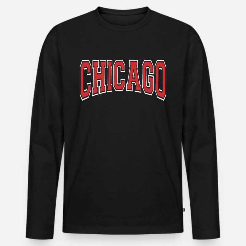 Chicago - Männer Premium Bio Langarmshirt - Schwarz