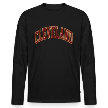 Cleveland - Men's Premium Organic Long Sleeve Shirt - black - Front - Nico (187cm)