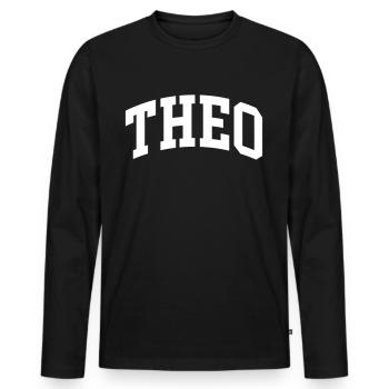 Theo - Männer Premium Bio Langarmshirt - Schwarz - Vorne - Nico (187cm)