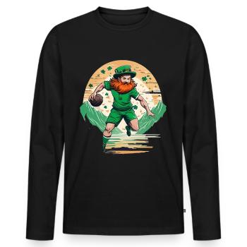 St. Patrick’s Day Shamrock Handball - T-shirt manches longues Premium bio Homme - noir - Devant - Nico (187cm)