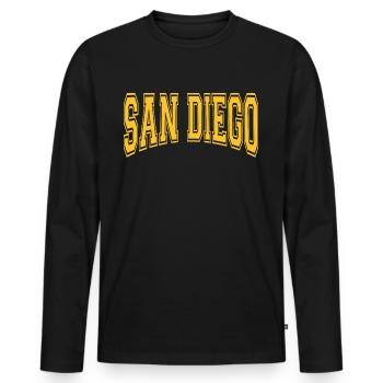 San Diego - Männer Premium Bio Langarmshirt - Schwarz - Vorne - Nico (187cm)
