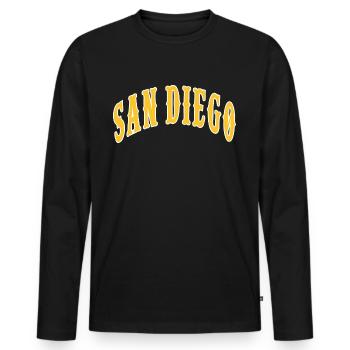 San Diego - Männer Premium Bio Langarmshirt - Schwarz - Vorne - Nico (187cm)