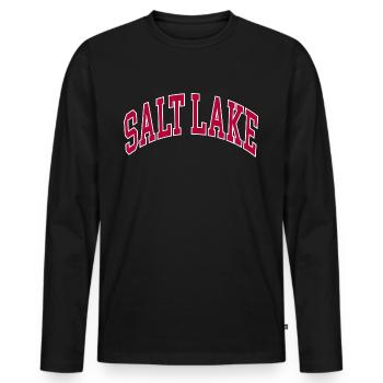 Salt Lake - Men's Premium Organic Long Sleeve Shirt - black - Front - Nico (187cm)