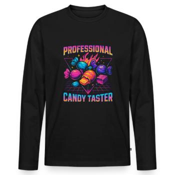 Dégustation de bonbons professionnelle Candy - T-shirt manches longues Premium bio Homme - noir - Devant - Nico (187cm)