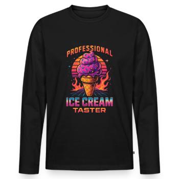 Dégustateur professionnel de glaces glaces - T-shirt manches longues Premium bio Homme - noir - Devant - Nico (187cm)