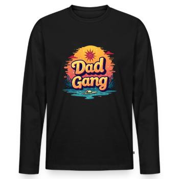 Dad Gang Retro Sunset Father's Day Retro Dad - Men's Premium Organic Long Sleeve Shirt - black - Front - Nico (187cm)