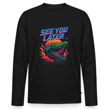 See you later, alligator, last day of school - Men's Premium Organic Long Sleeve Shirt - black - Front - Nico (187cm)