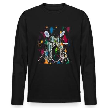 Schlagzeug Drum Set Drummer Drums Grafik Design - Männer Premium Bio Langarmshirt - Schwarz - Vorne - Nico (187cm)