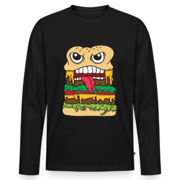 Food Food Pizza Fast Food Brainfood diet cook - Men's Premium Organic Long Sleeve Shirt - black - Front - Nico (187cm)
