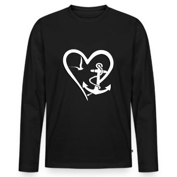 anker segeln seefahrt küste kapitän schiff - Männer Premium Bio Langarmshirt - Schwarz - Vorne - Nico (187cm)