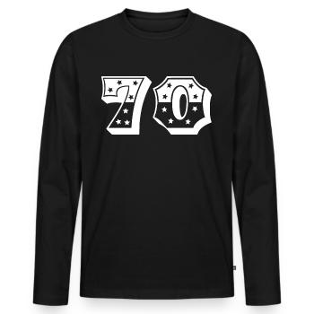 Number 70 - Men's Premium Organic Long Sleeve Shirt - black - Front - Nico (187cm)