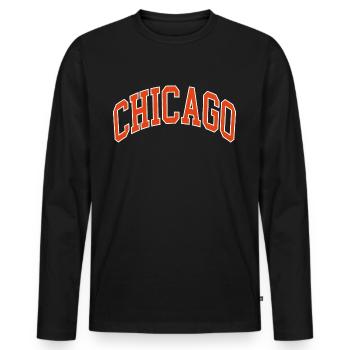 Chicago - Men's Premium Organic Long Sleeve Shirt - black - Front - Nico (187cm)