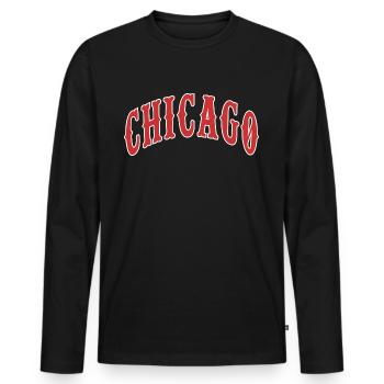 Chicago - Men's Premium Organic Long Sleeve Shirt - black - Front - Nico (187cm)