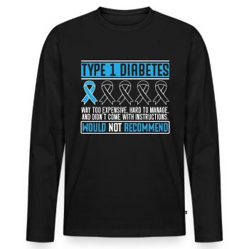 Diabetes awareness T1d diabetic insulin type 1 - Men's Premium Organic Long Sleeve Shirt - black - Front - Nico (187cm)