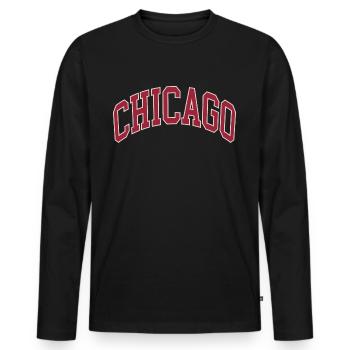 Chicago - Men's Premium Organic Long Sleeve Shirt - black - Front - Nico (187cm)