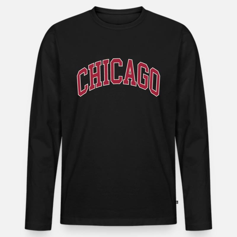 Chicago - Männer Premium Bio Langarmshirt - Schwarz