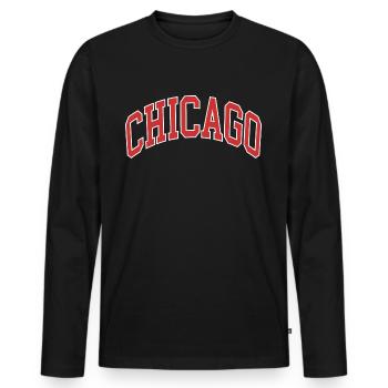 Chicago - Men's Premium Organic Long Sleeve Shirt - black - Front - Nico (187cm)