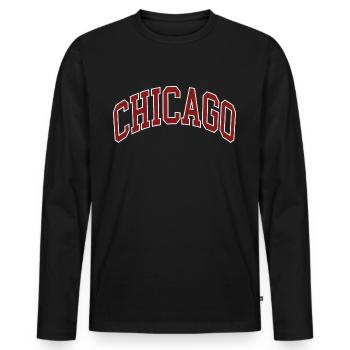 Chicago - Men's Premium Organic Long Sleeve Shirt - black - Front - Nico (187cm)