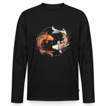 Mignon Axolotl Yin Yang Koi Fish - T-shirt manches longues Premium bio Homme - noir - Devant - Nico (187cm)