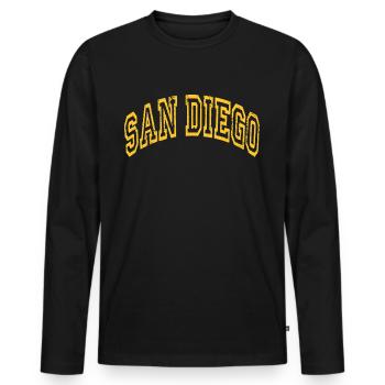 San Diego - Männer Premium Bio Langarmshirt - Schwarz - Vorne - Nico (187cm)