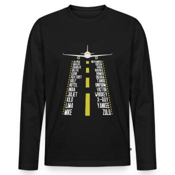 Alphabet pilote pour voler, avion, - T-shirt manches longues Premium bio Homme - noir - Devant - Nico (187cm)