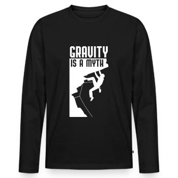 Boulder, , Kletter Geschenk-Idee I - Männer Premium Bio Langarmshirt - Schwarz - Vorne - Nico (187cm)