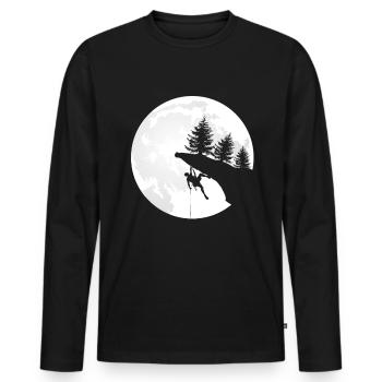 Boulder, , Kletter Geschenk-Idee I - Männer Premium Bio Langarmshirt - Schwarz - Vorne - Nico (187cm)