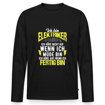Elektriker (Meister), Installateur Geschenk-Idee I - Männer Premium Bio Langarmshirt - Schwarz - Vorne - Nico (187cm)