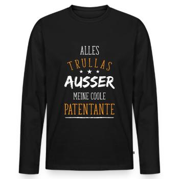 Paten-Tante Tauf-Patin Patenkind Geschenk-Idee I - Männer Premium Bio Langarmshirt - Schwarz - Vorne - Nico (187cm)