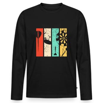 Geschenke für Dart Spieler mit Darts Motiv, - Männer Premium Bio Langarmshirt - Schwarz - Vorne - Nico (187cm)
