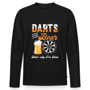Geschenke für Dart Spieler mit Darts Motiv, - Männer Premium Bio Langarmshirt - Schwarz - Vorne - Nico (187cm)
