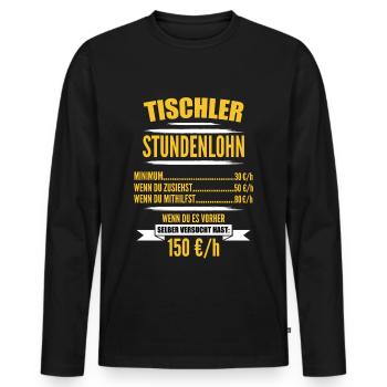 Tischler Meister, Schreiner Meister Geschenkidee I - Männer Premium Bio Langarmshirt - Schwarz - Vorne - Nico (187cm)